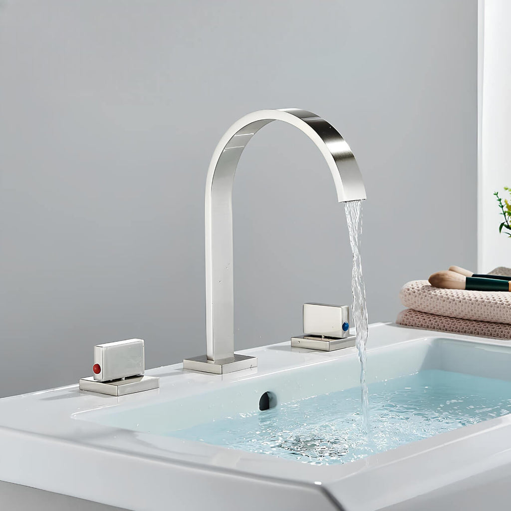 Robinet lavabo 3 trous en laiton doubles poignées