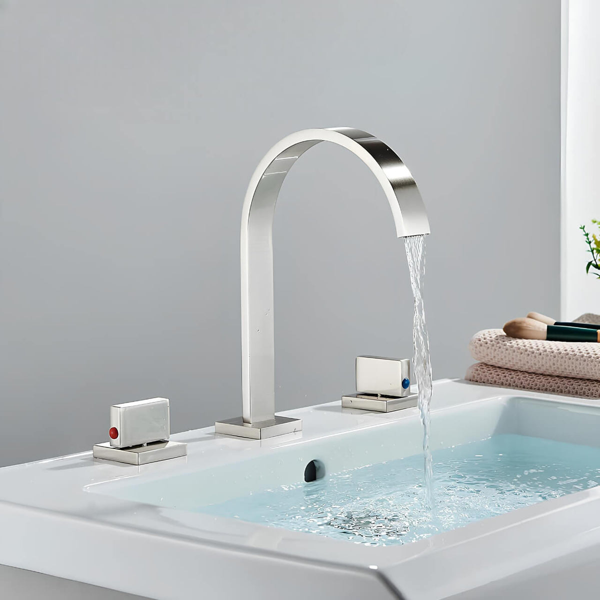 Robinet lavabo 3 trous en laiton doubles poignées