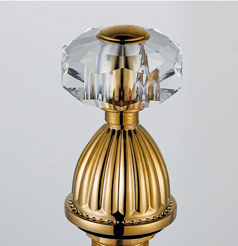 Robinet lavabo 3 trous poignées cristal