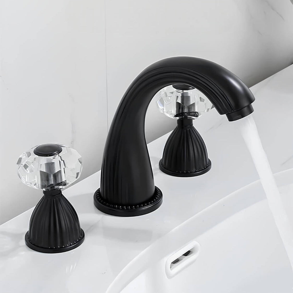 Robinet lavabo 3 trous poignées cristal
