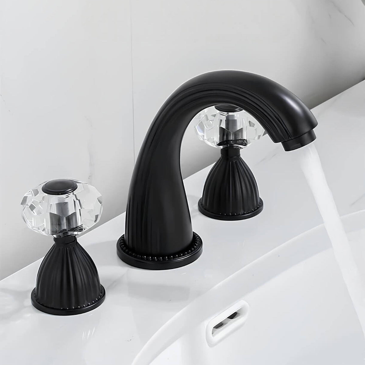 Robinet lavabo 3 trous poignées cristal