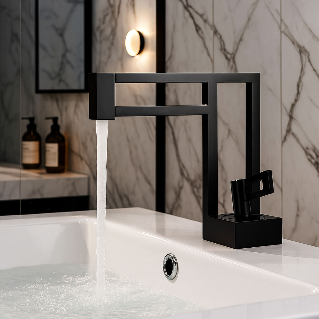 Robinet lavabo cascade laiton massif design
