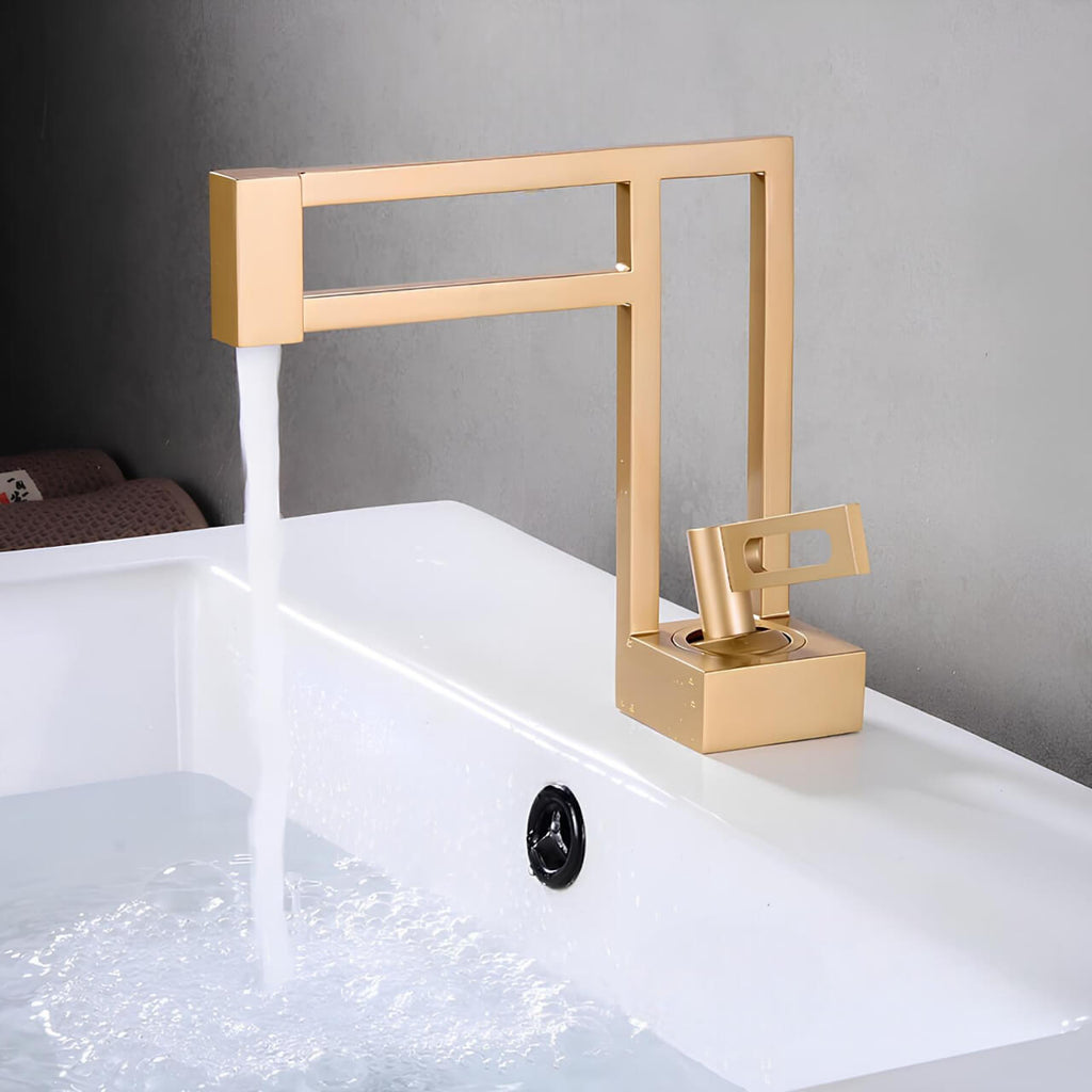 Robinet lavabo cascade laiton massif design