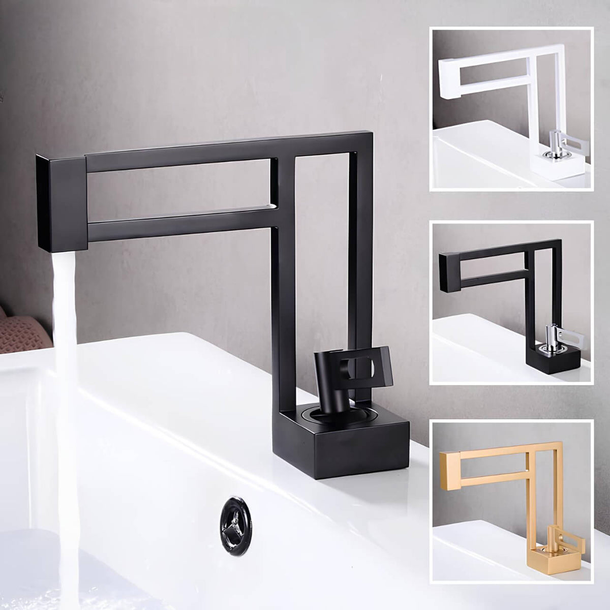 Robinet lavabo cascade laiton massif design