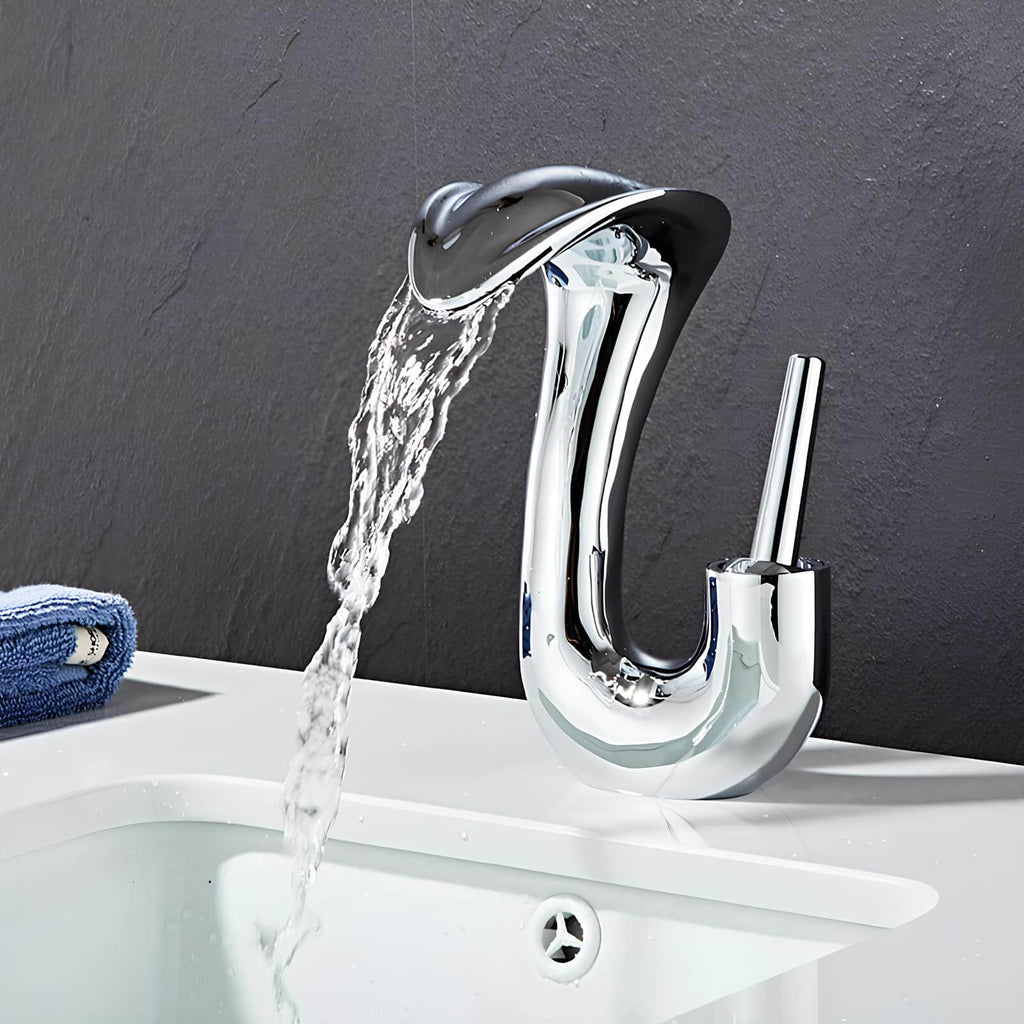 Robinet lavabo cascade laiton - mitigeur compact design