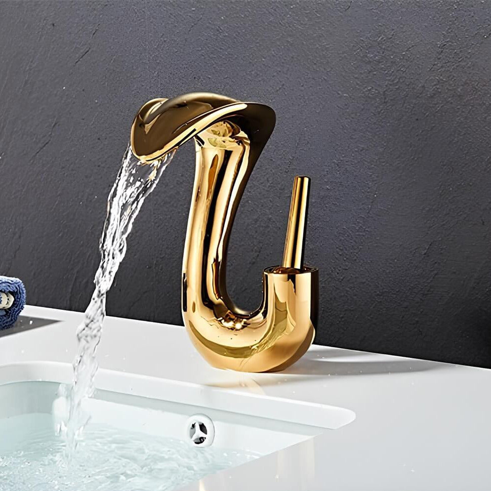 Robinet lavabo cascade laiton - mitigeur compact design