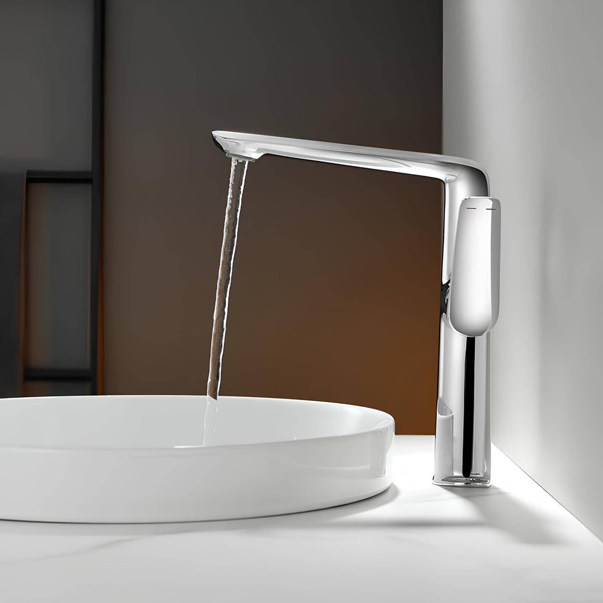 Robinet lavabo haut design - mitigeur bec allongé