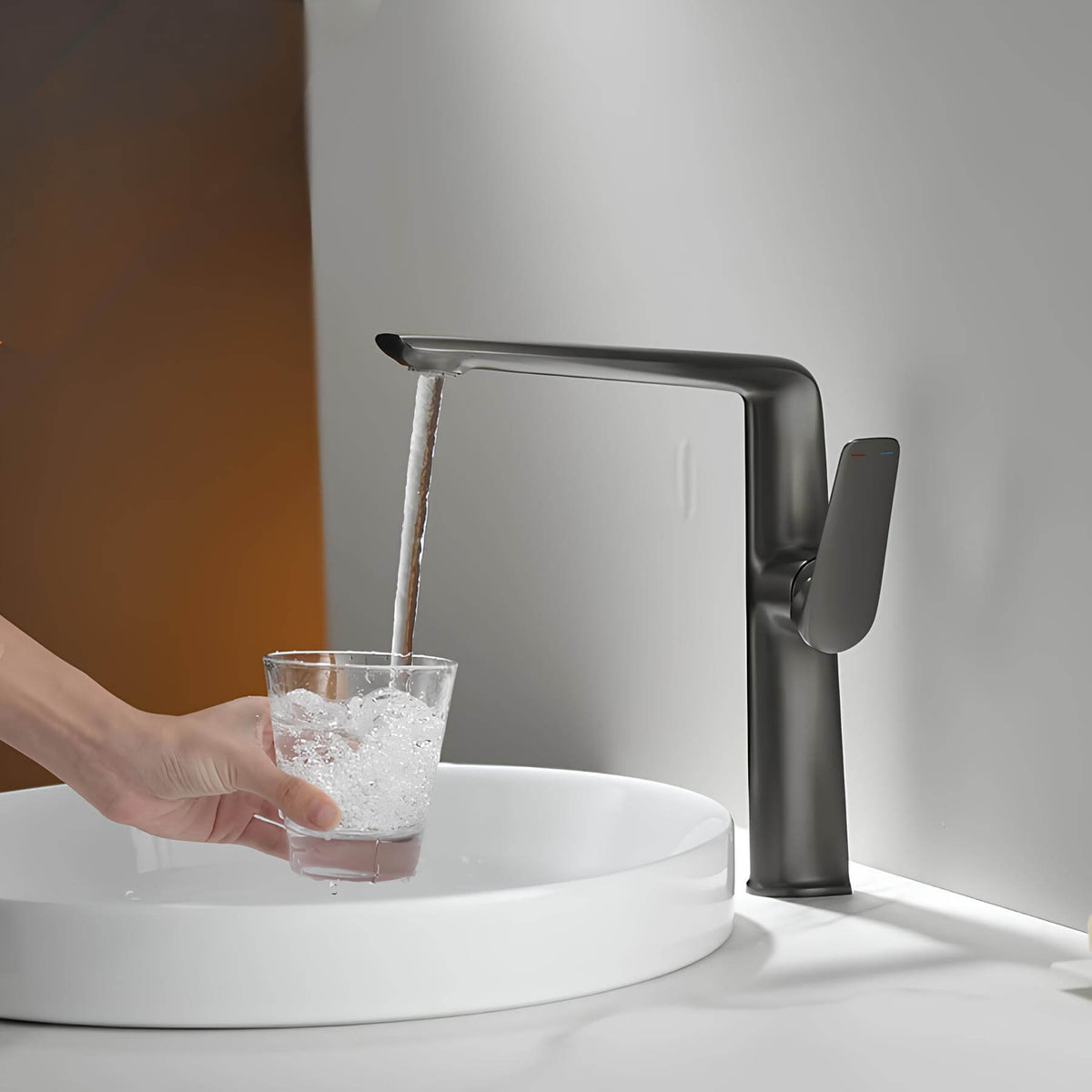Robinet lavabo haut design - mitigeur bec allongé