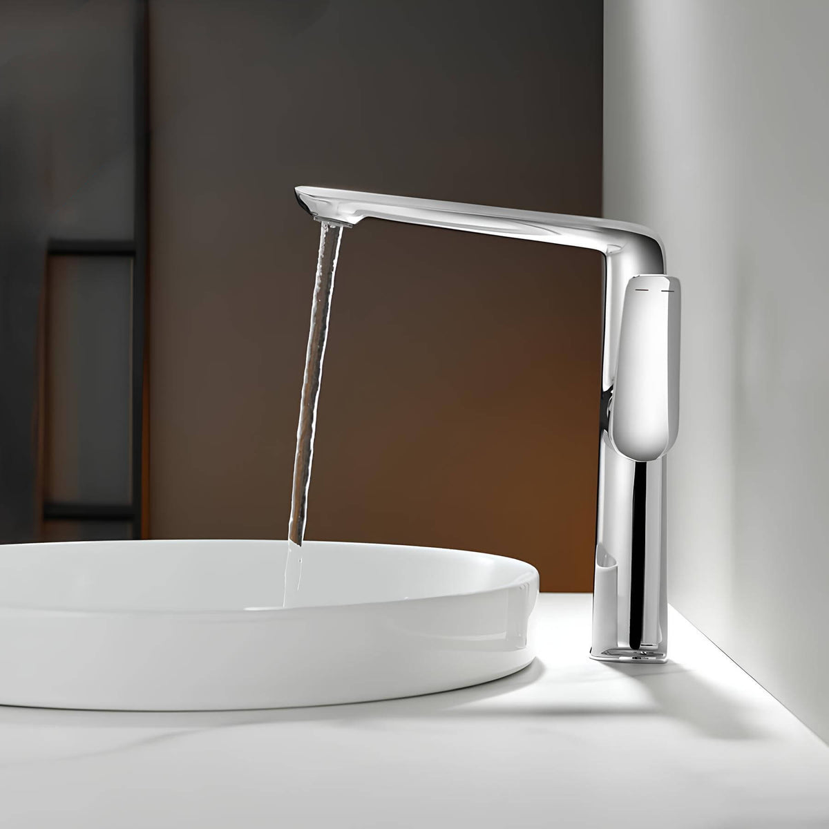 Robinet lavabo haut design - mitigeur bec allongé