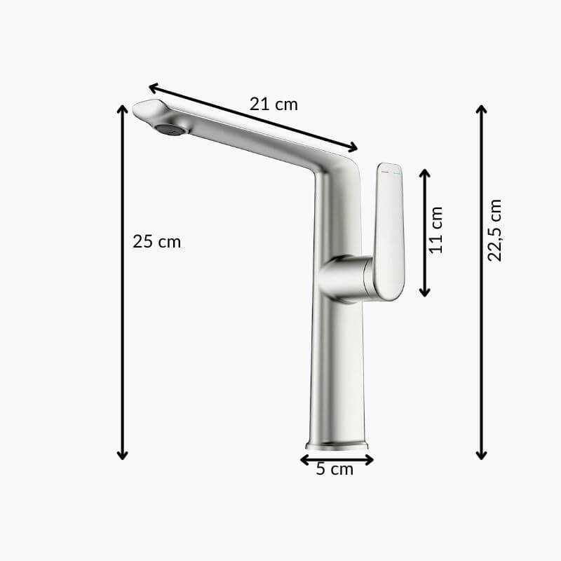Robinet lavabo haut design - mitigeur bec allongé