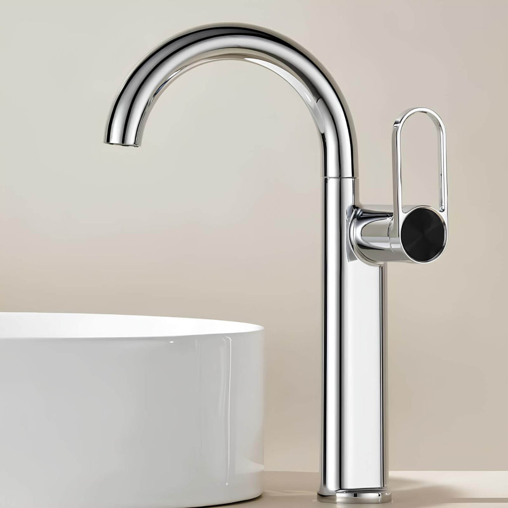 Robinet lavabo haut laiton mitigeur bec pivotant