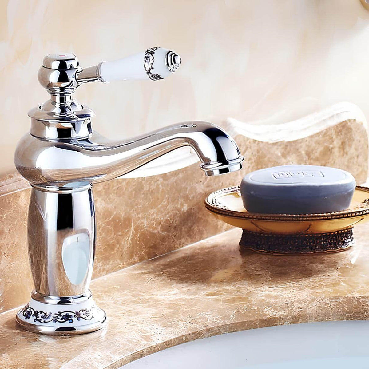 Robinet lavabo laiton finition antique monocommande