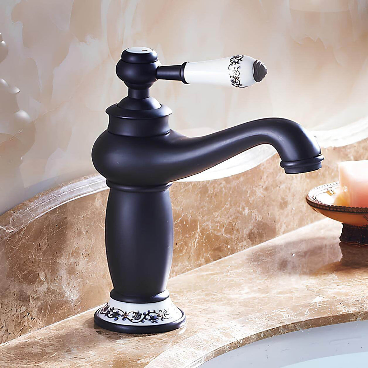 Robinet lavabo laiton finition antique monocommande