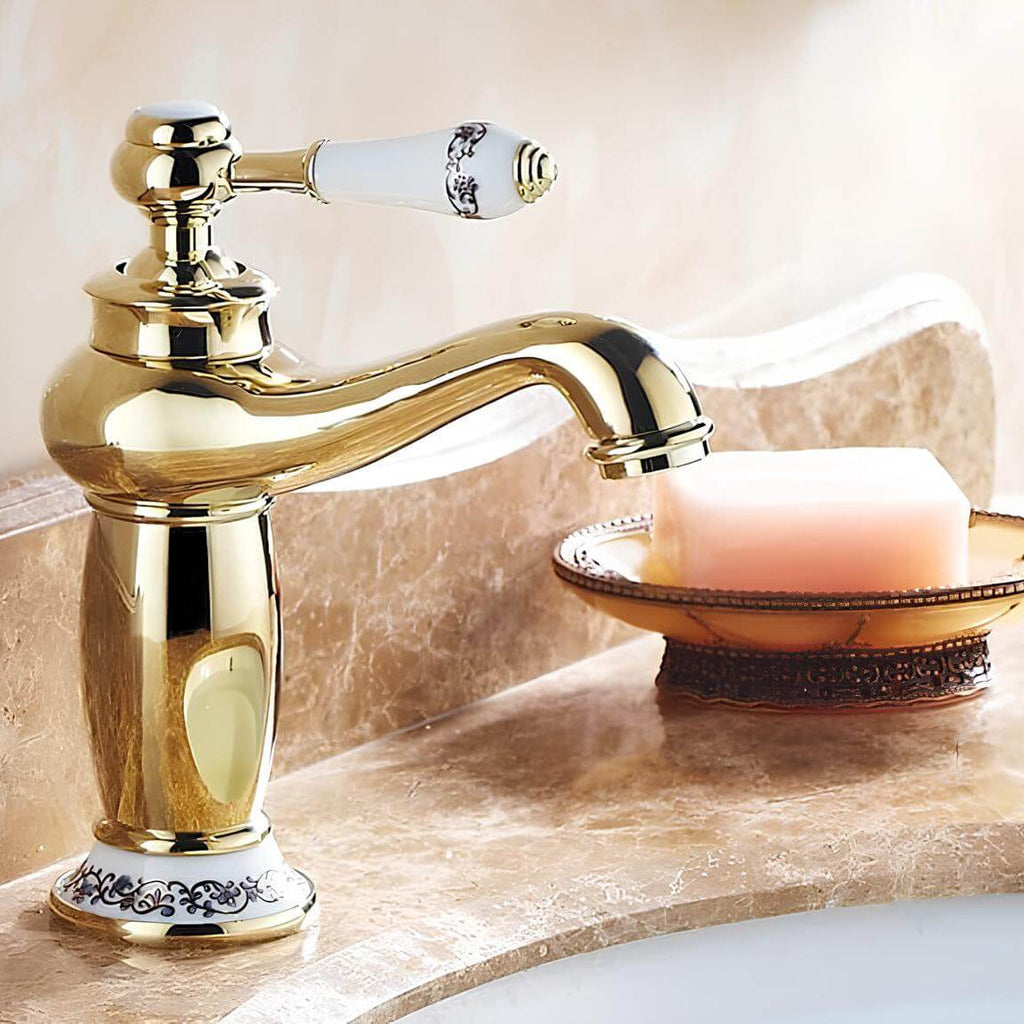 Robinet lavabo laiton finition antique monocommande