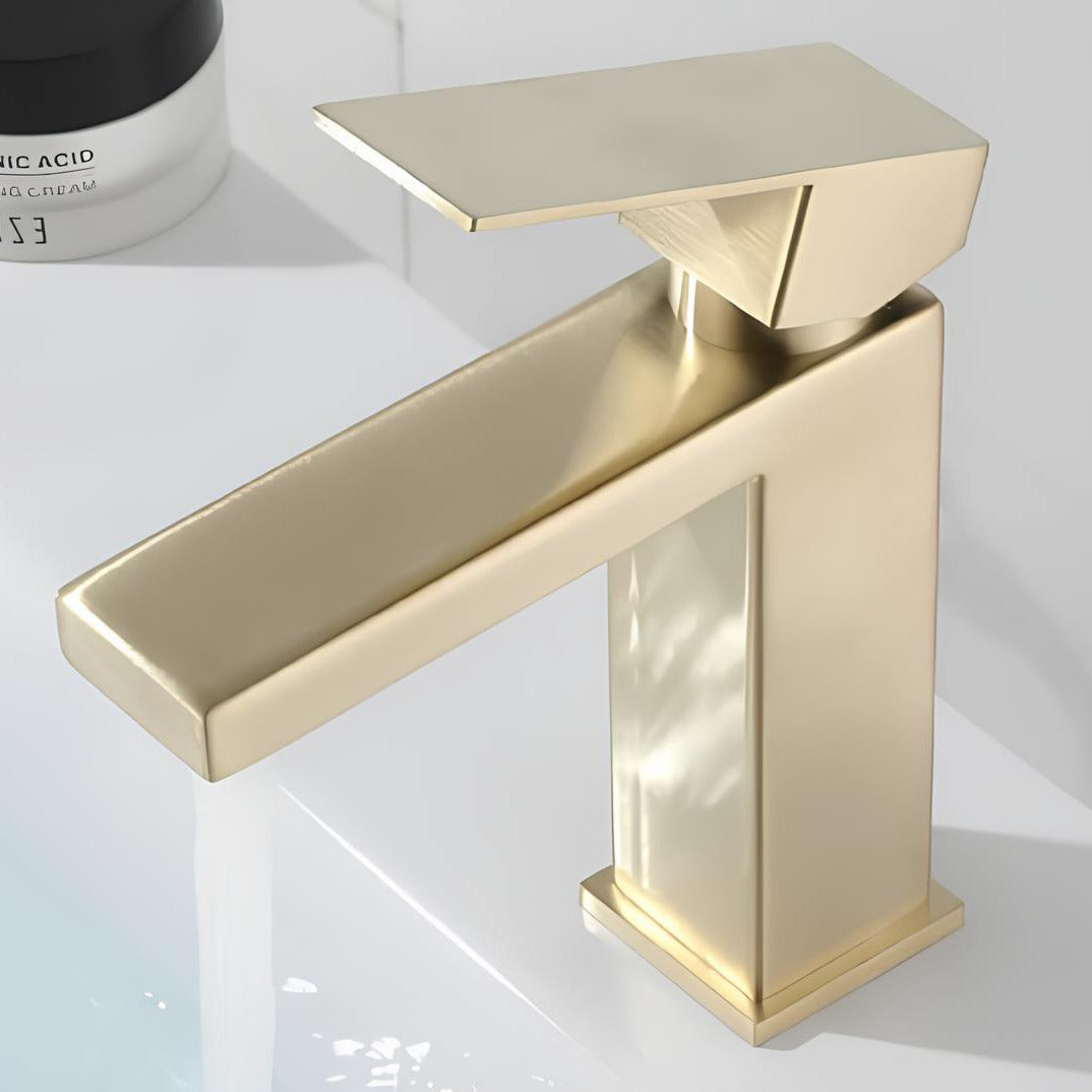 Robinet lavabo mitigeur inox or brossé
