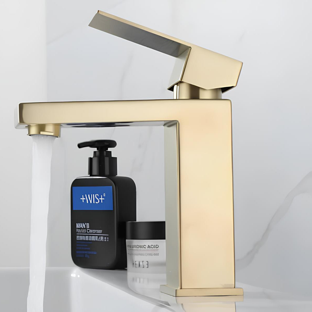 Robinet lavabo mitigeur inox or brossé
