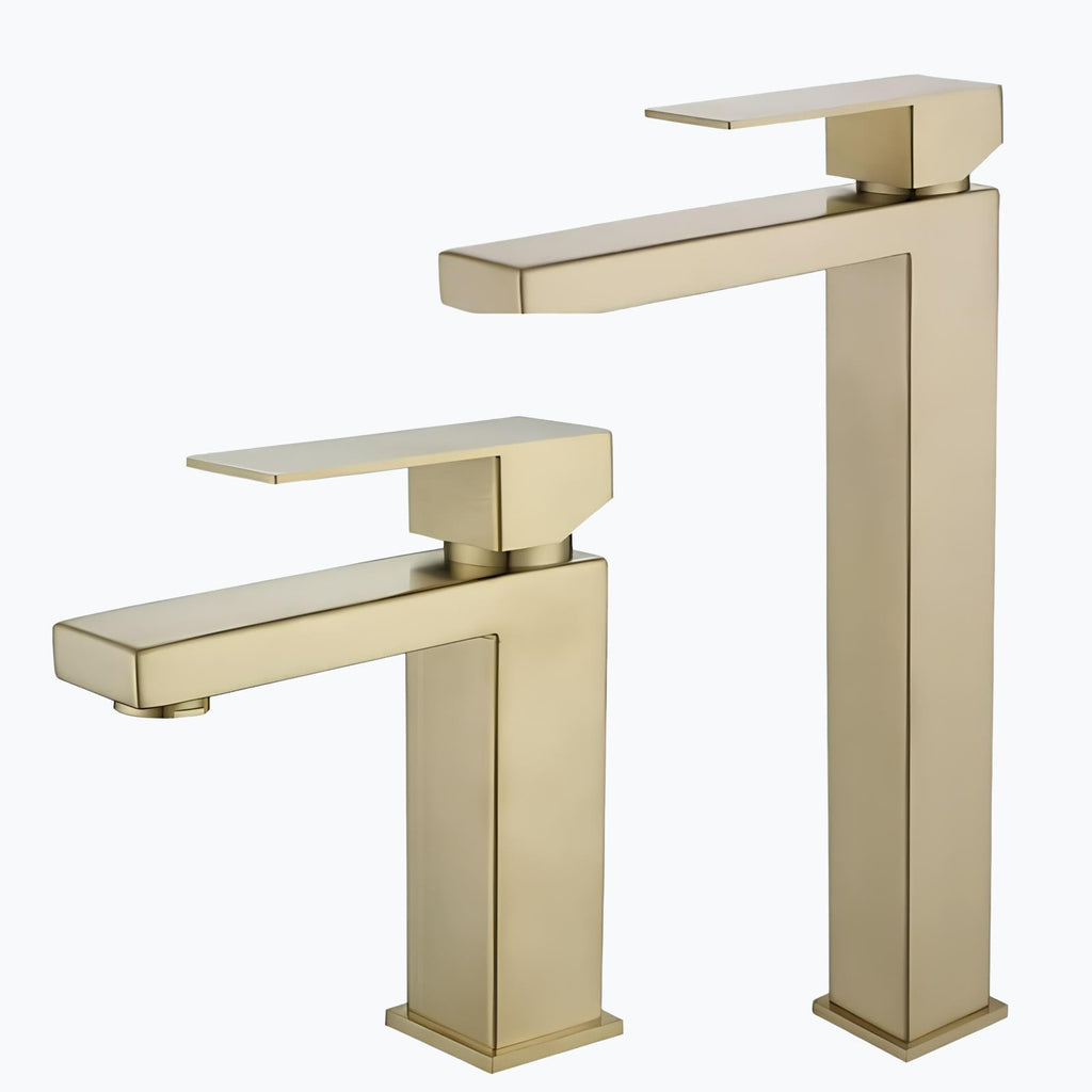 Robinet lavabo mitigeur inox or brossé