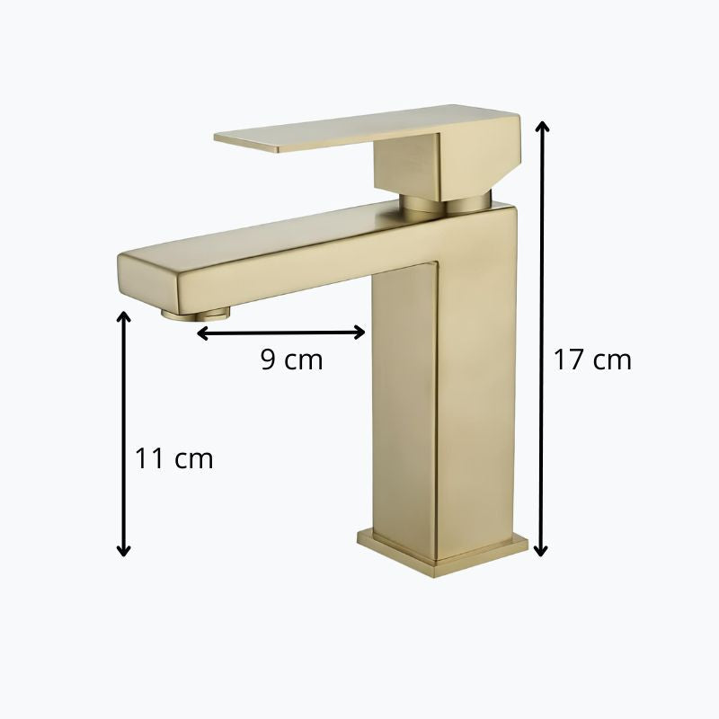 Robinet lavabo mitigeur inox or brossé