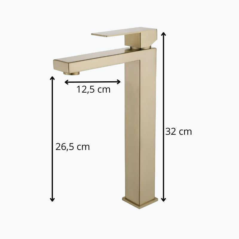 Robinet lavabo mitigeur inox or brossé