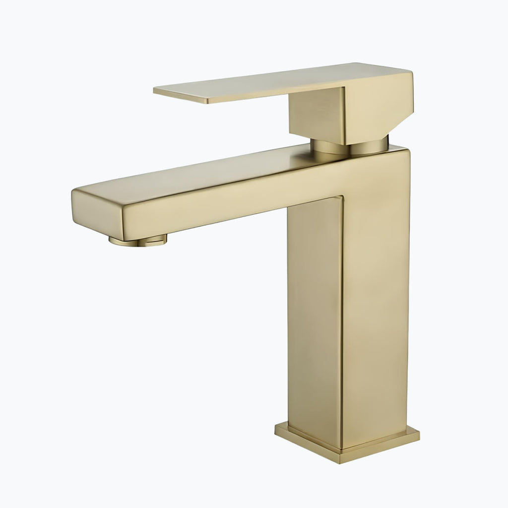Robinet lavabo mitigeur inox or brossé