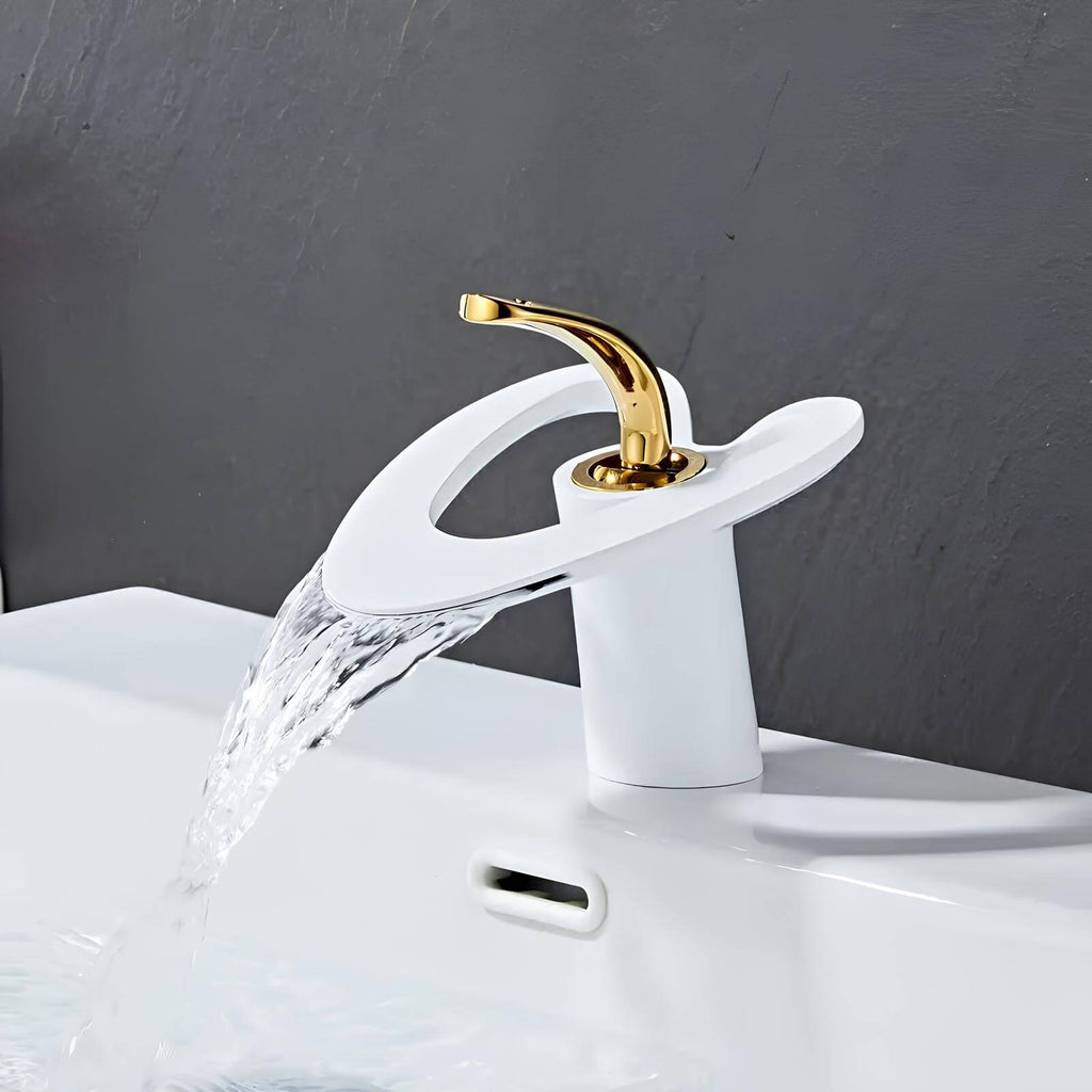 Robinet lavabo mitigeur laiton design contemporain silencieux