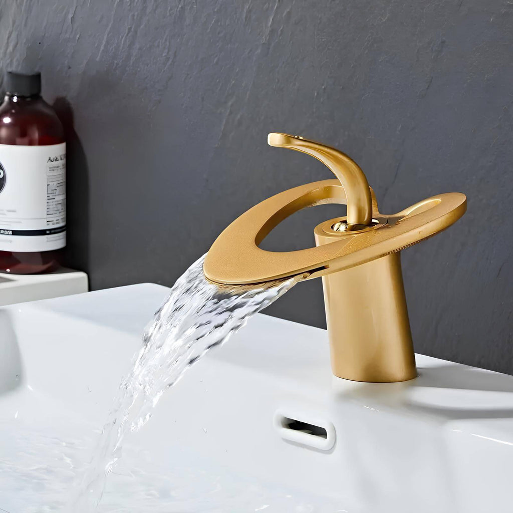 Robinet lavabo mitigeur laiton design contemporain silencieux