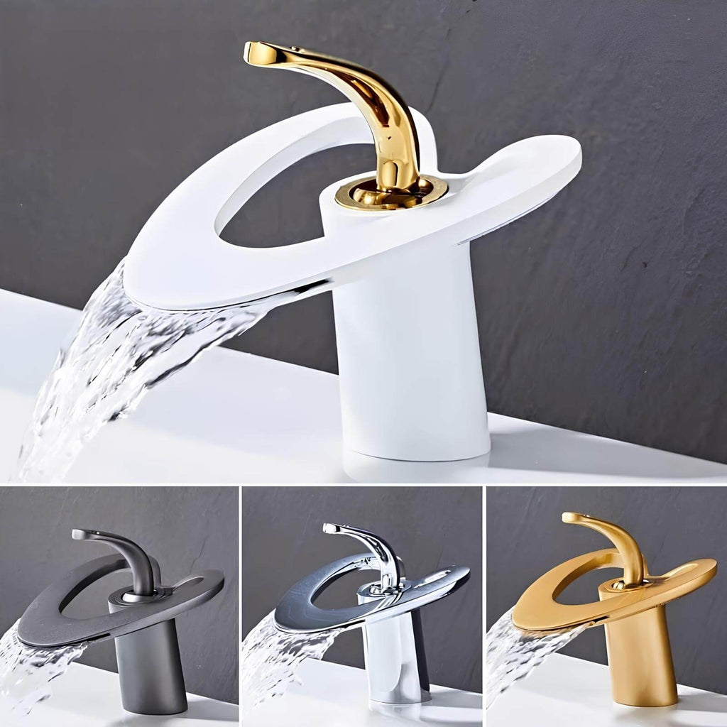 Robinet lavabo mitigeur laiton design contemporain silencieux