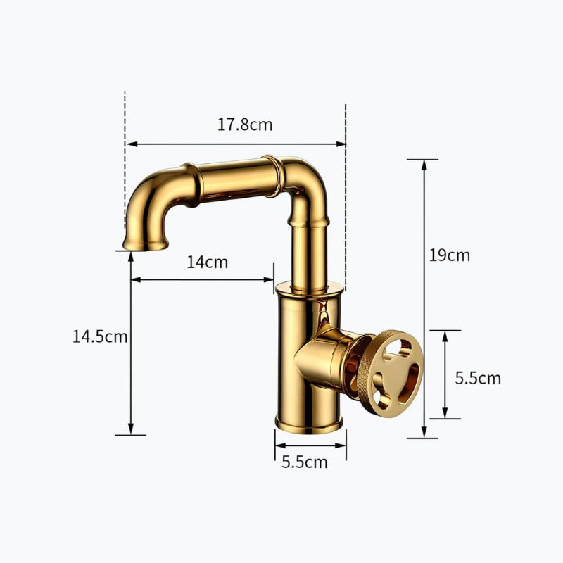 Robinet lavabo mitigeur laiton noir mat style industriel