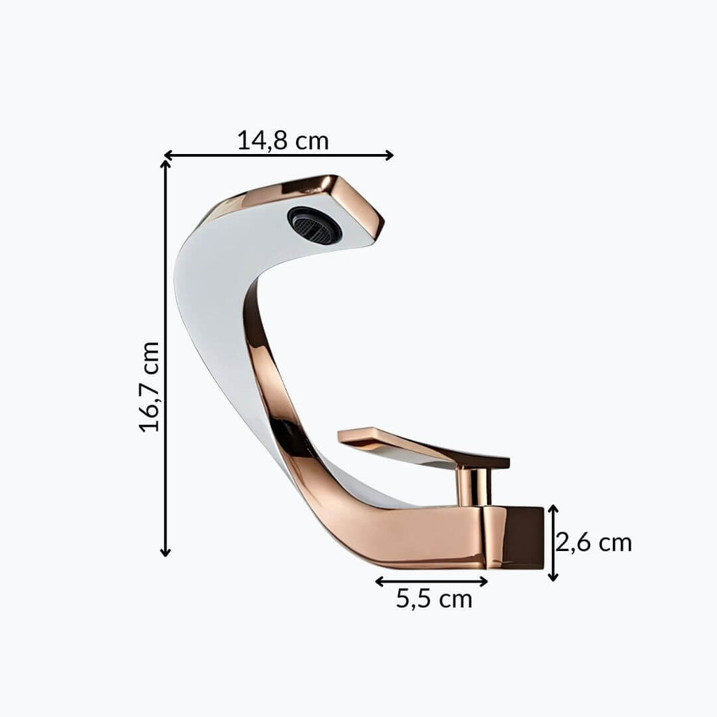 Robinet lavabo or rose design contemporain