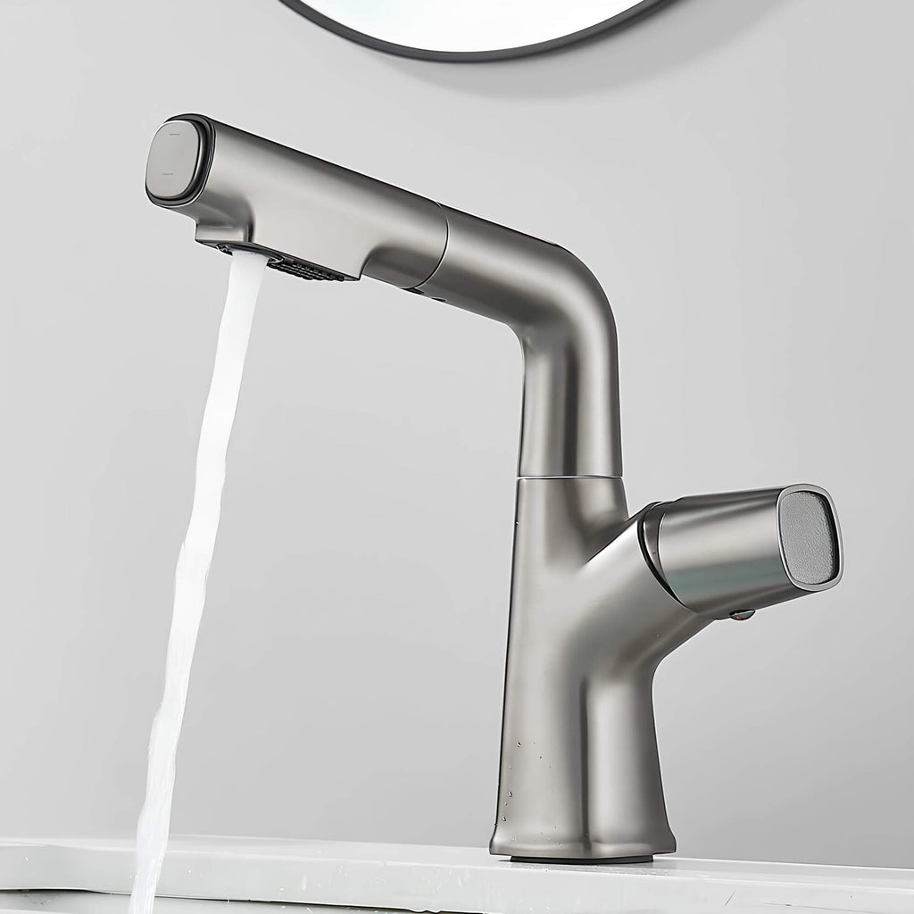 Robinet lavabo orientable avec douchette intégrée