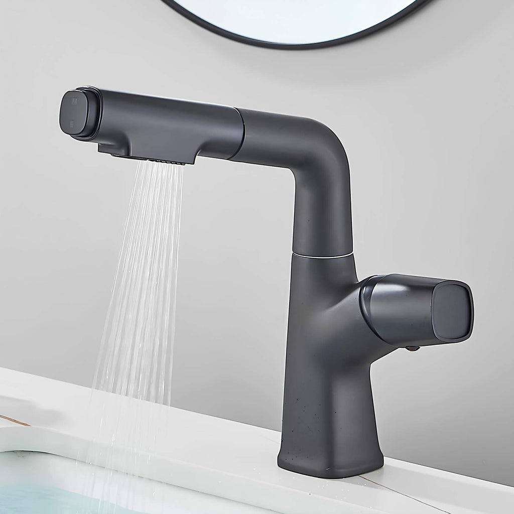Robinet lavabo orientable avec douchette intégrée
