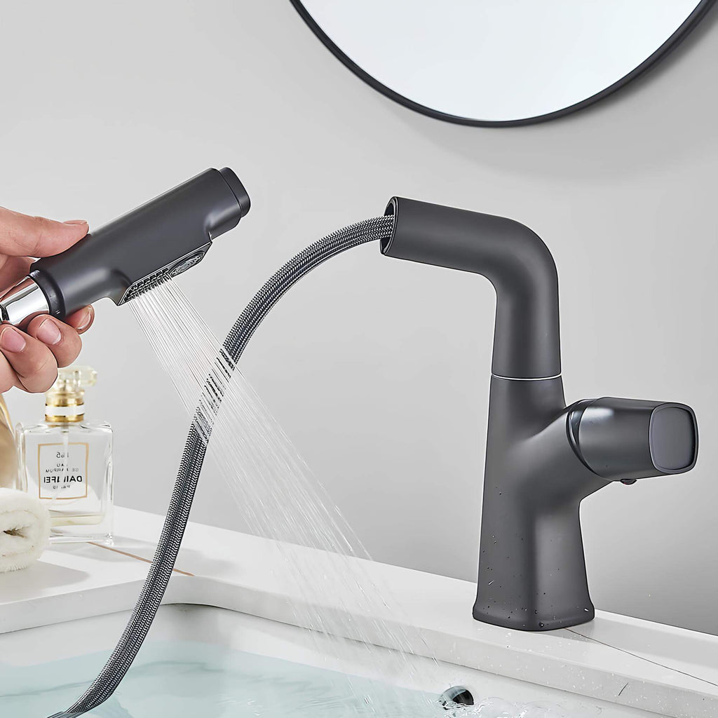 Robinet lavabo orientable avec douchette intégrée