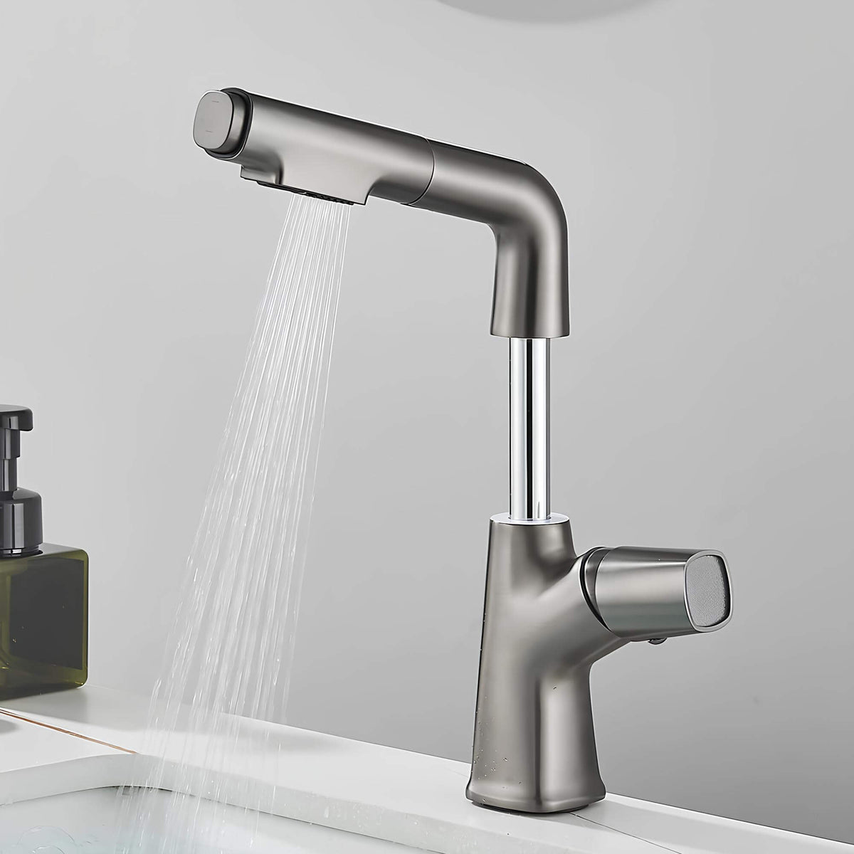 Robinet lavabo orientable avec douchette intégrée