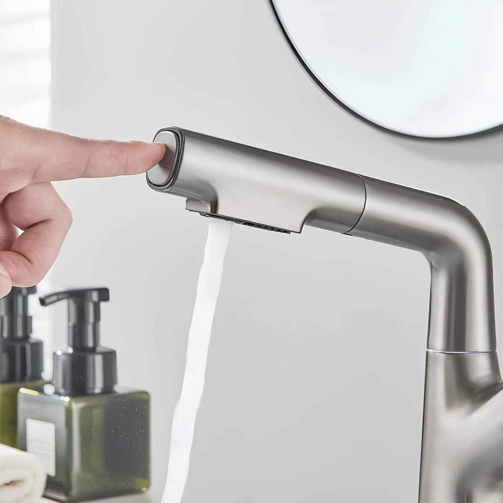 Robinet lavabo orientable avec douchette intégrée