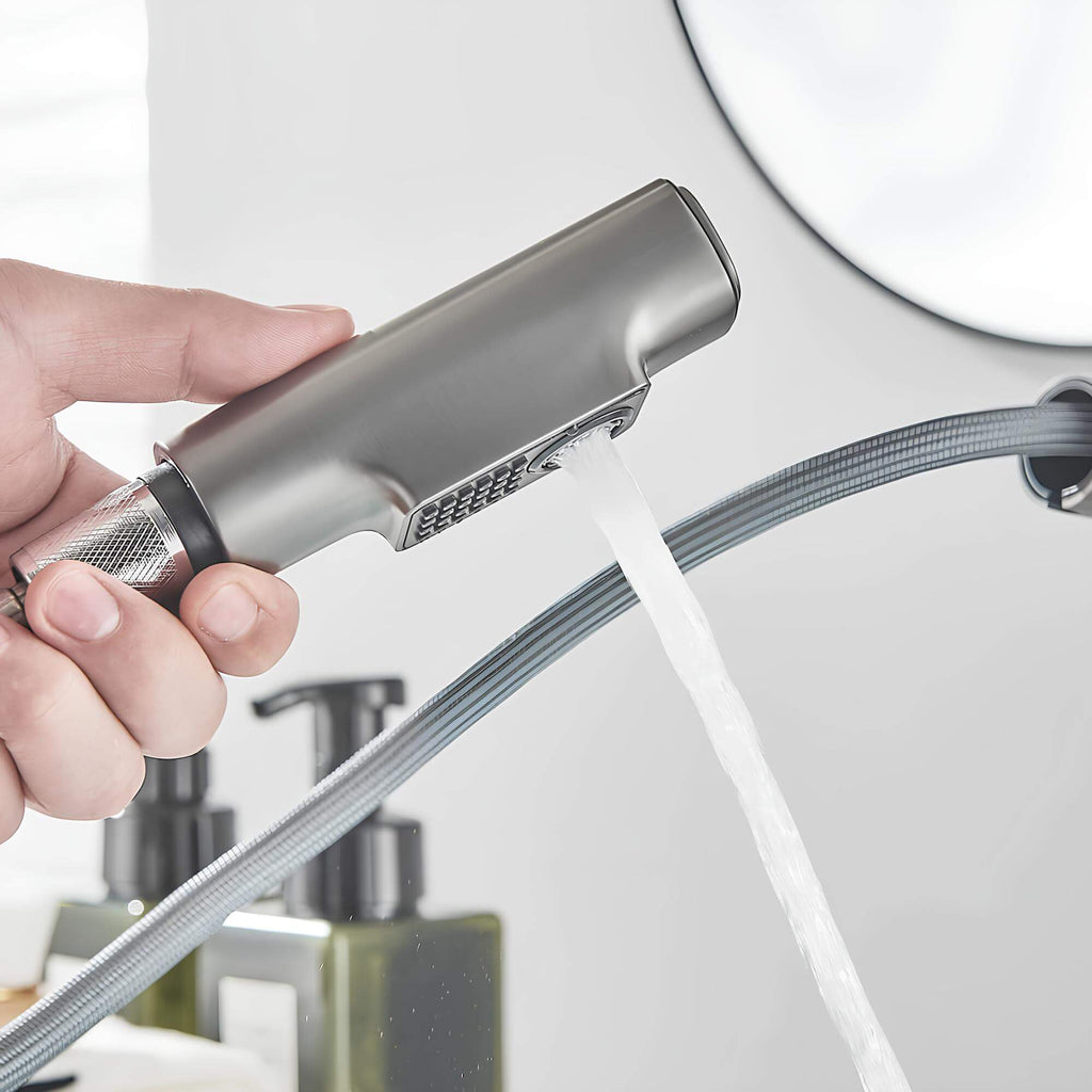 Robinet lavabo orientable avec douchette intégrée