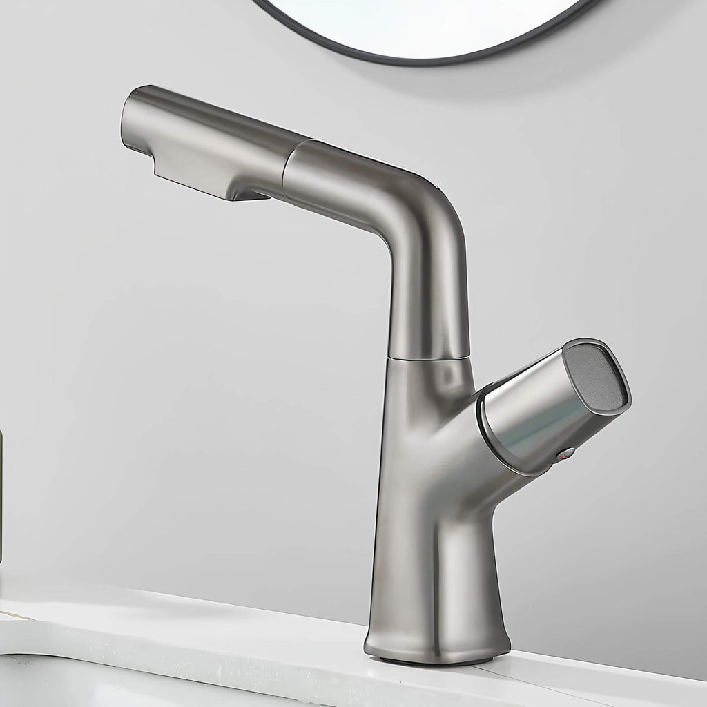 Robinet lavabo orientable avec douchette intégrée