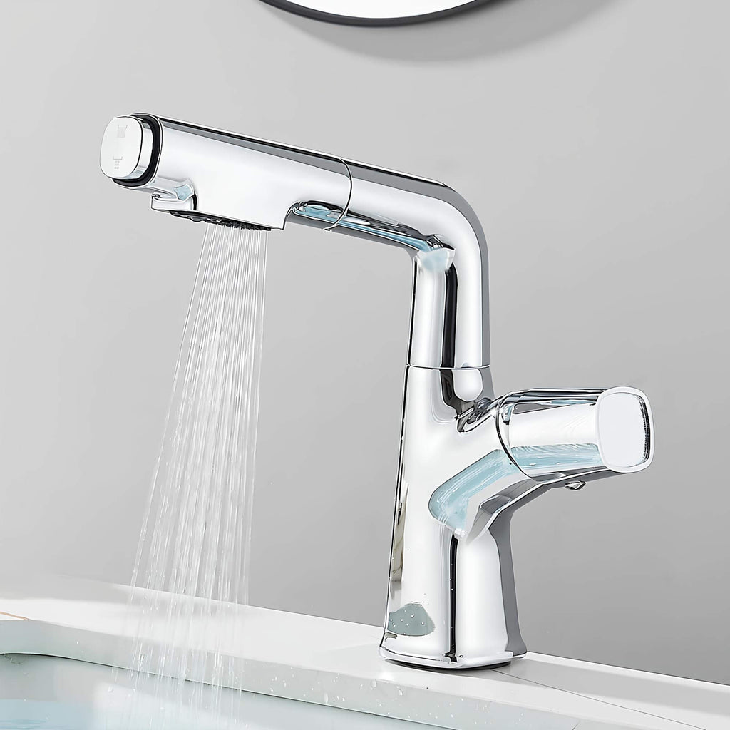 Robinet lavabo orientable avec douchette intégrée