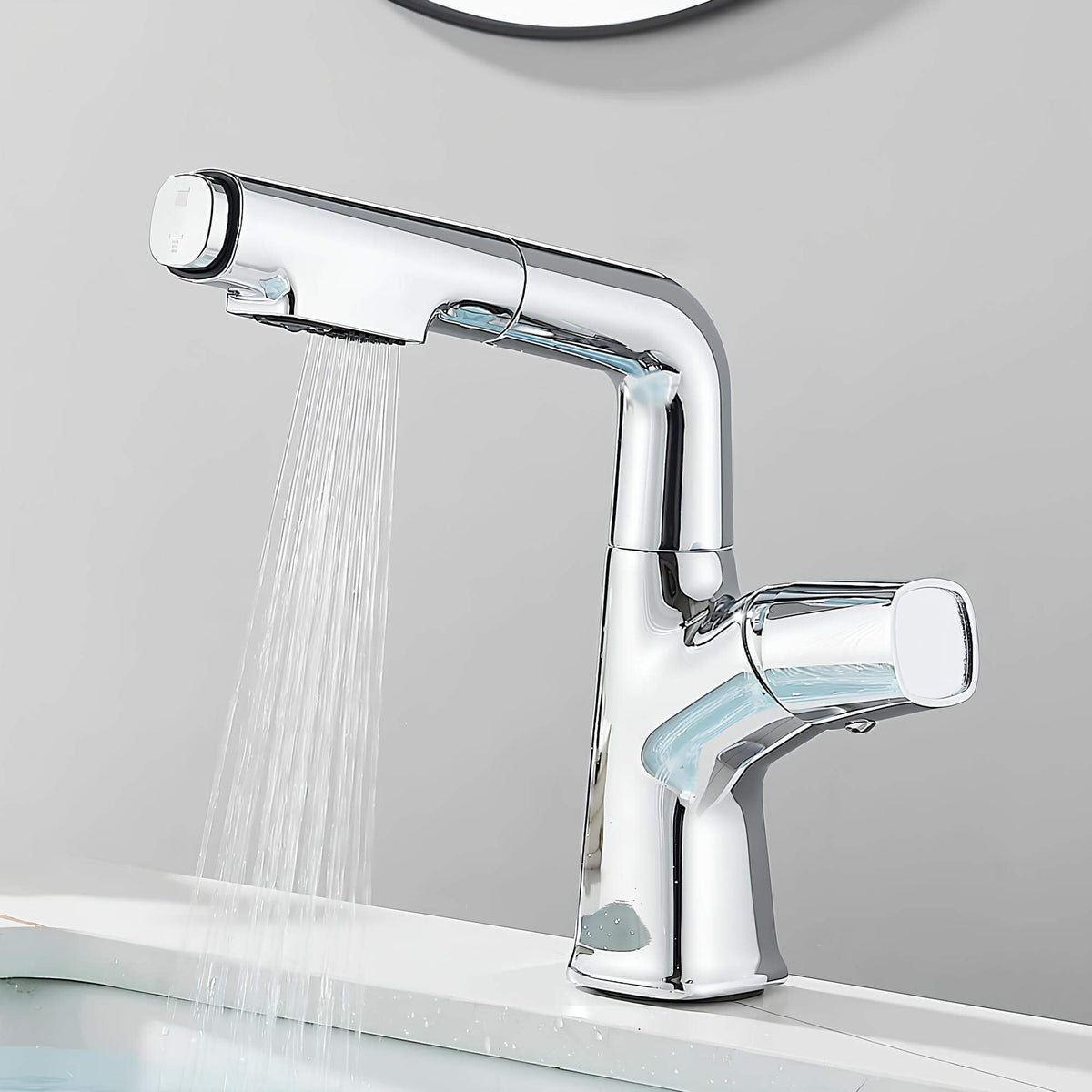 Robinet lavabo orientable avec douchette intégrée