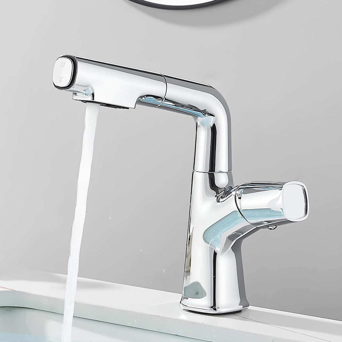 Robinet lavabo orientable avec douchette intégrée