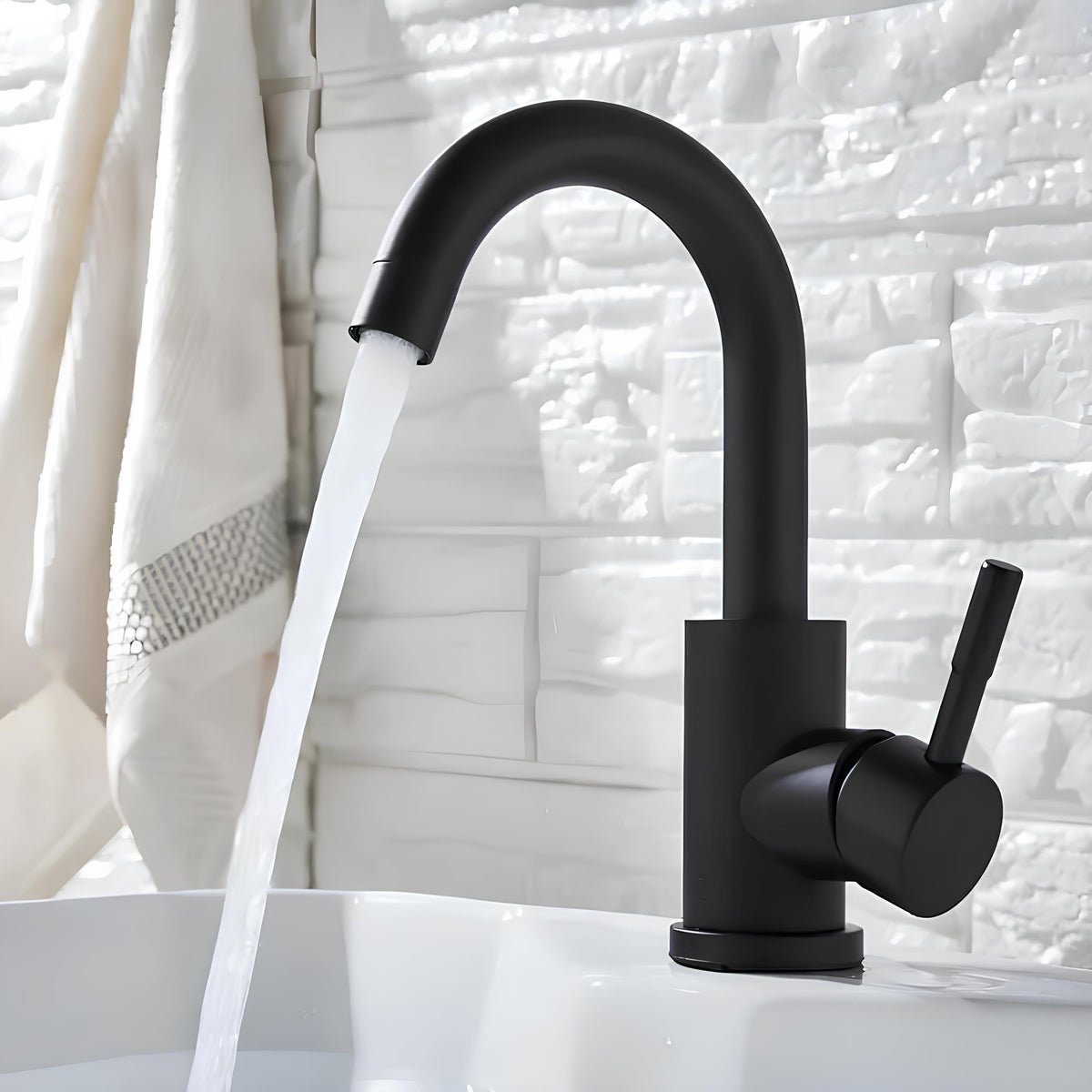 Robinet lavabo pivotant 360° acier inoxydable