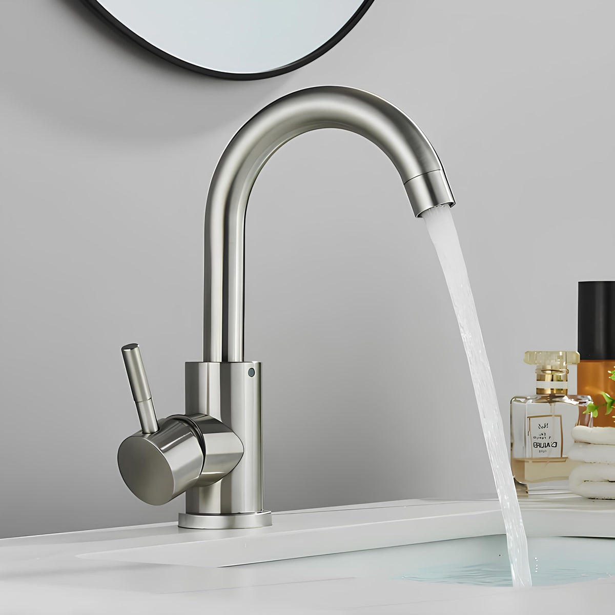 Robinet lavabo pivotant 360° acier inoxydable