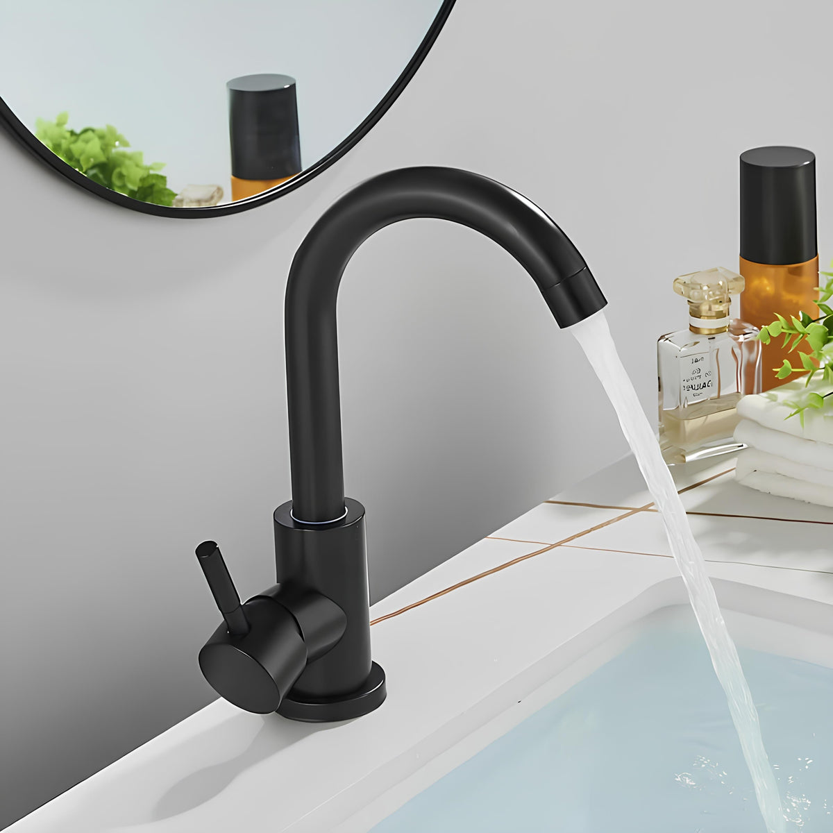 Robinet lavabo pivotant 360° acier inoxydable