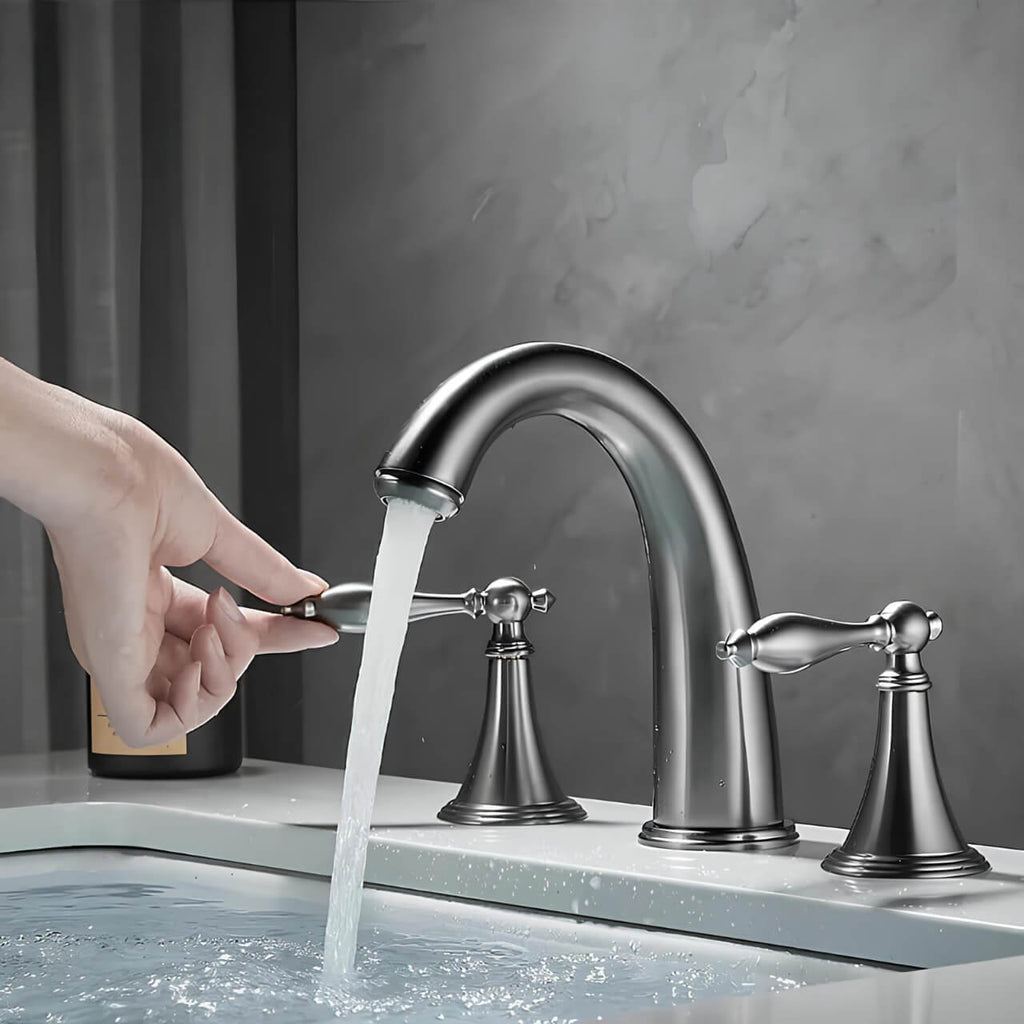 Robinet lavabo vintage 3 trous double poignée