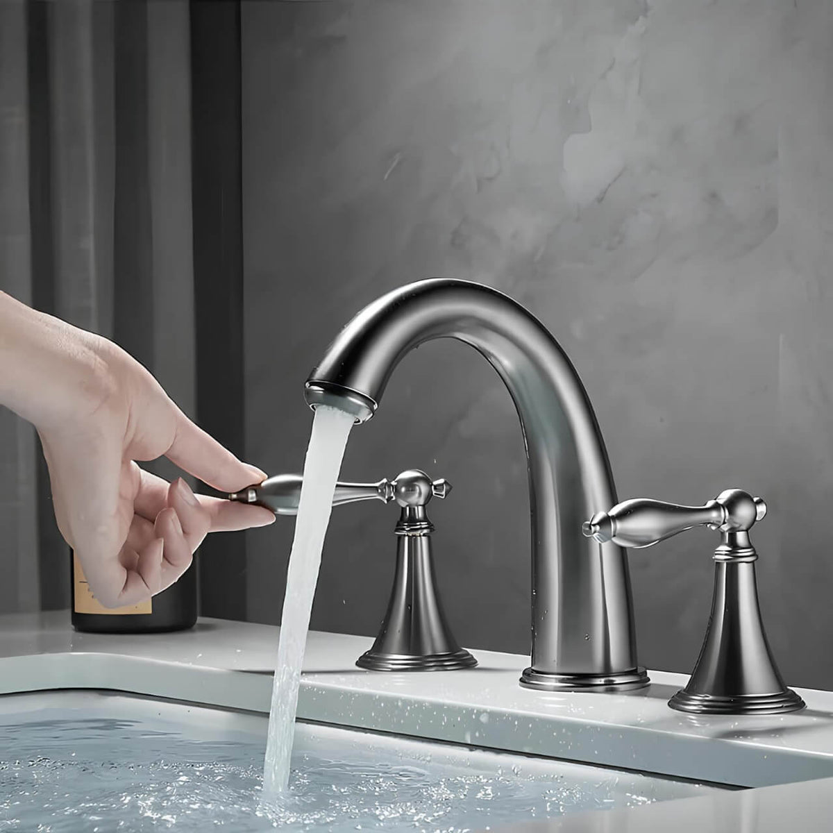Robinet lavabo vintage 3 trous double poignée