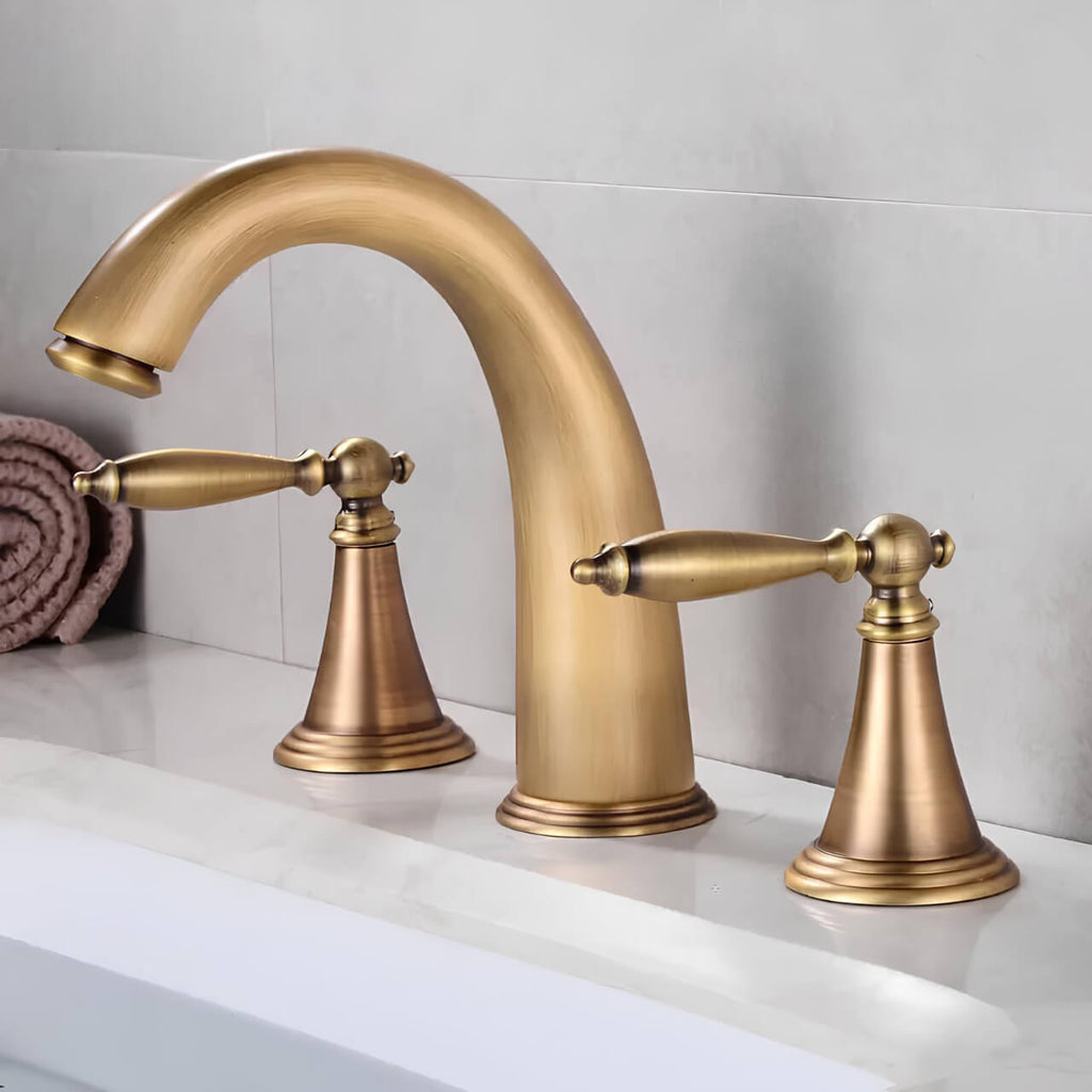 Robinet lavabo vintage 3 trous double poignée
