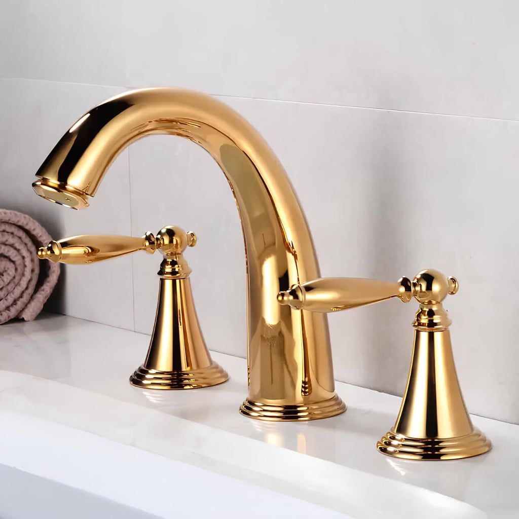 Robinet lavabo vintage 3 trous double poignée