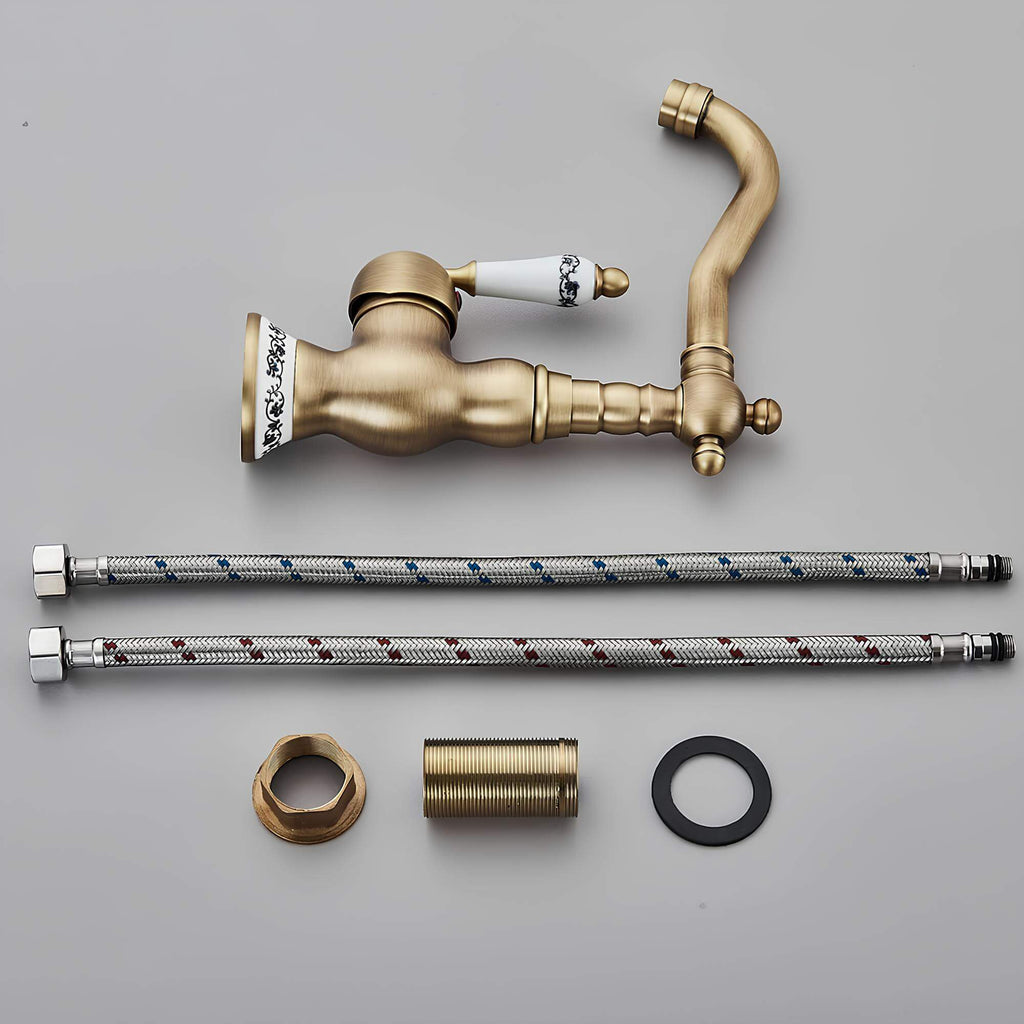 Robinet lavabo vintage bronze antique rotatif