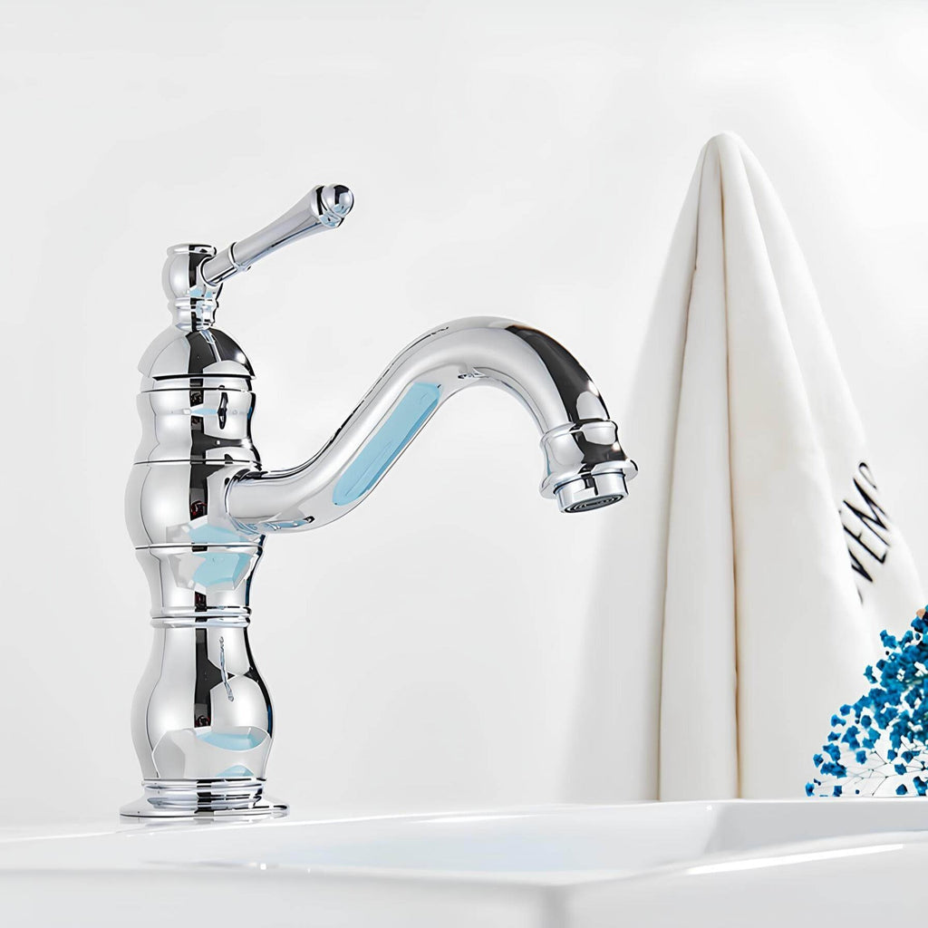 Robinet lavabo vintage laiton vieilli monocommande