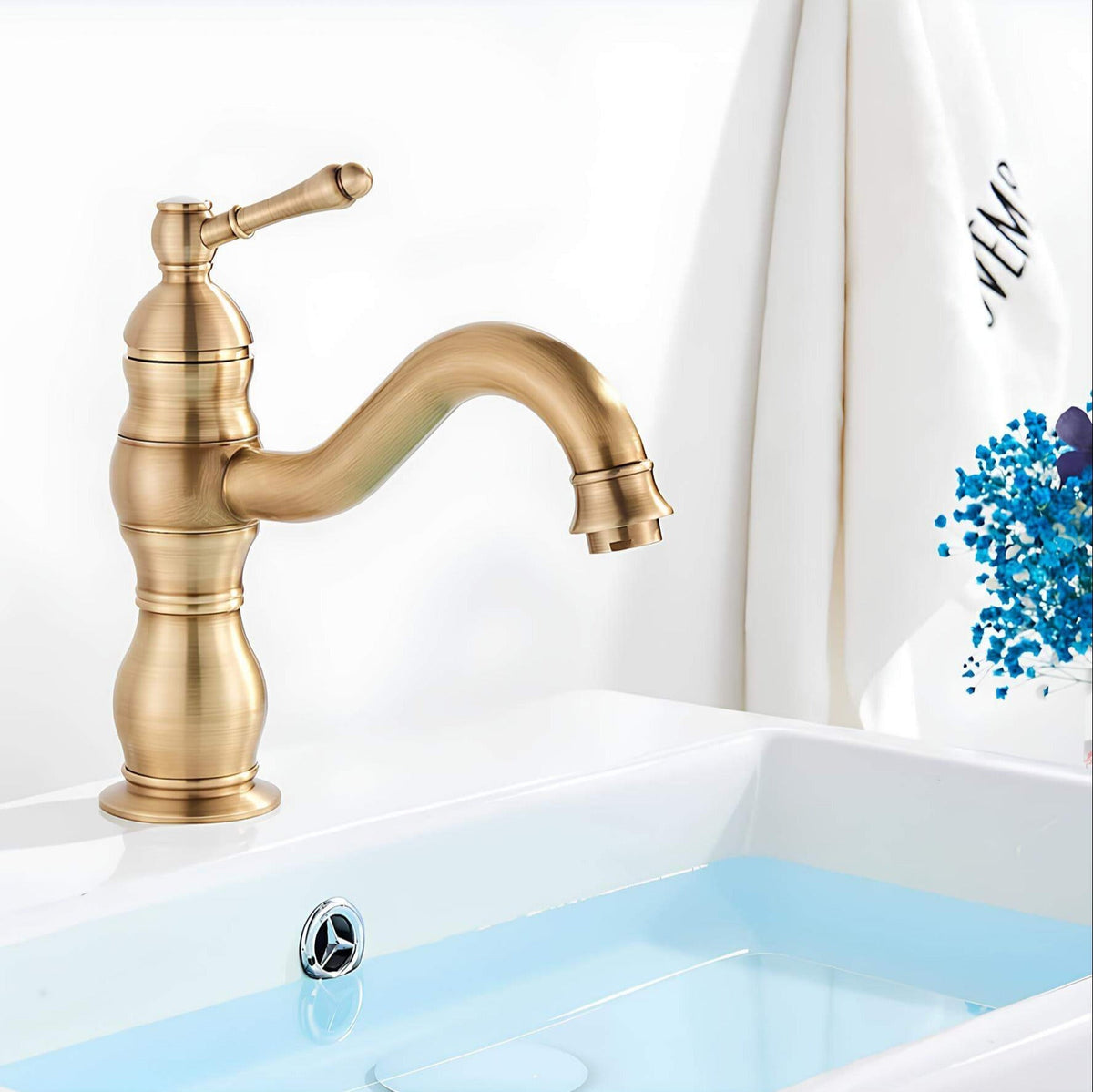 Robinet lavabo vintage laiton vieilli monocommande