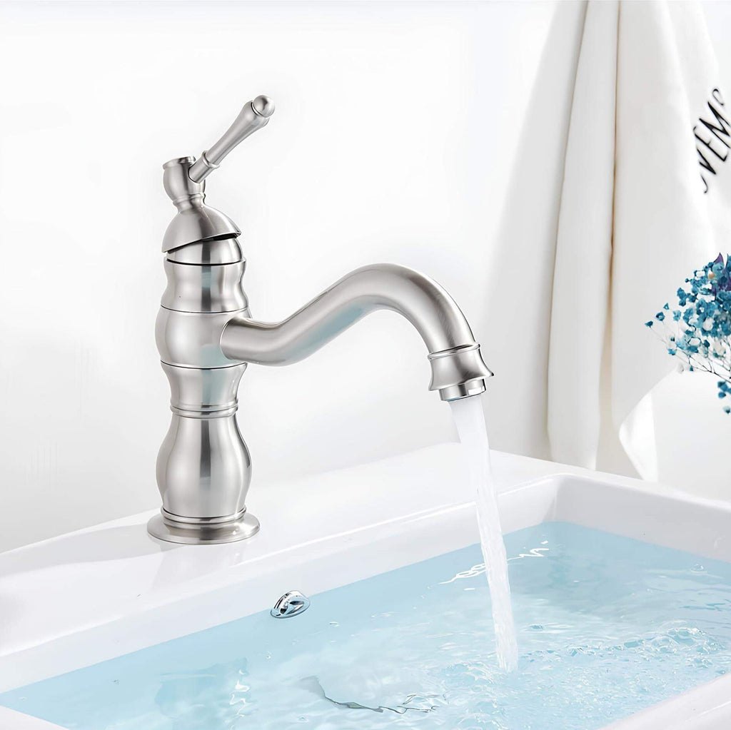 Robinet lavabo vintage laiton vieilli monocommande